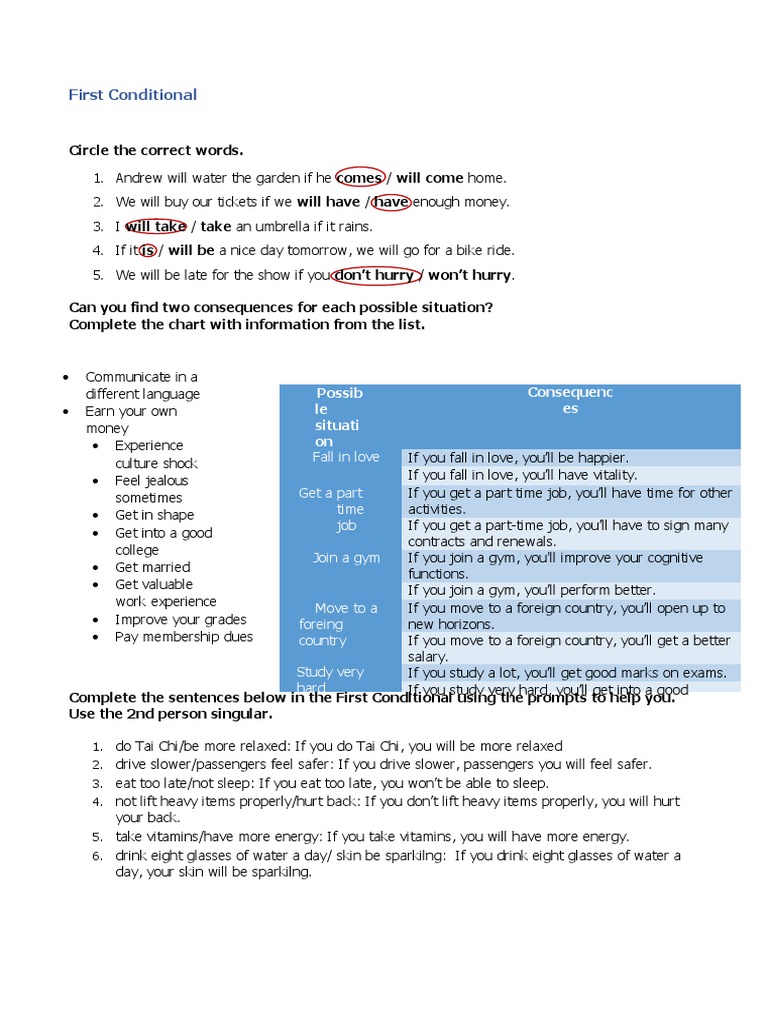 Actividad Condicionales 1 y 2 | PDF