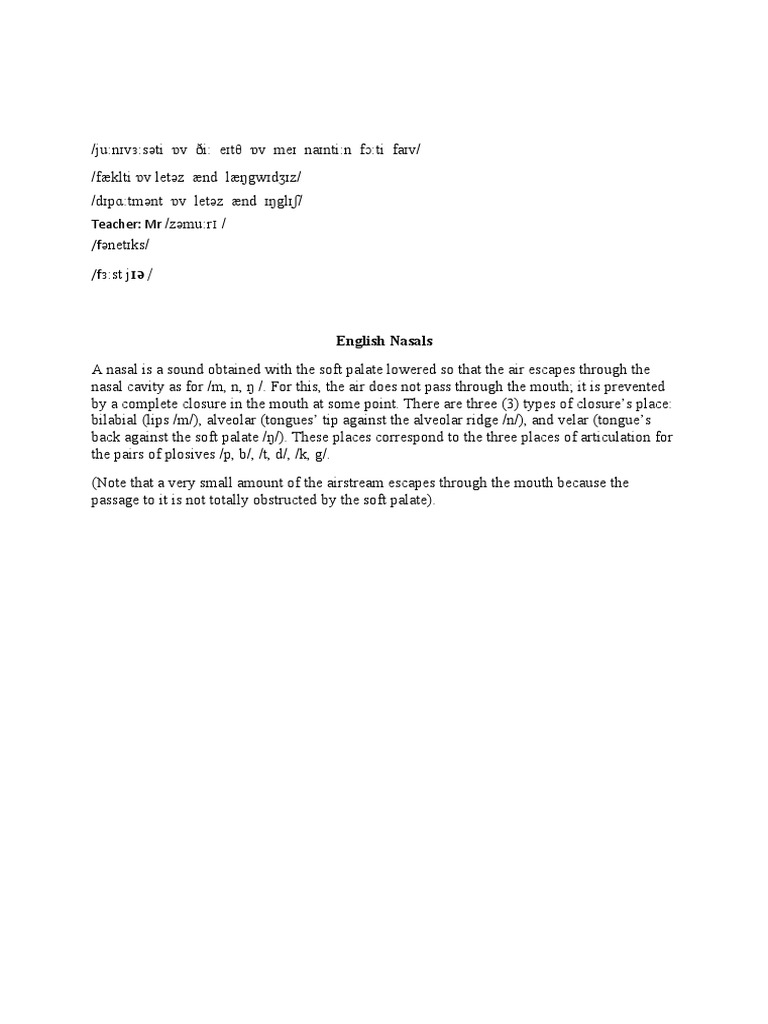 4 - Nasals | PDF