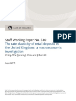 The Rate Elasticity of Retail Deposits in The United Kingdom A Macroeconomic Investigation