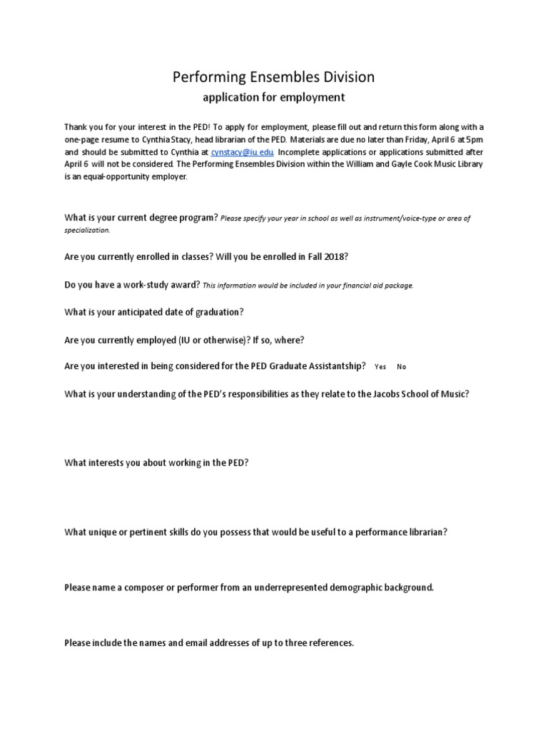 PED Job Application Form | PDF | Wellness