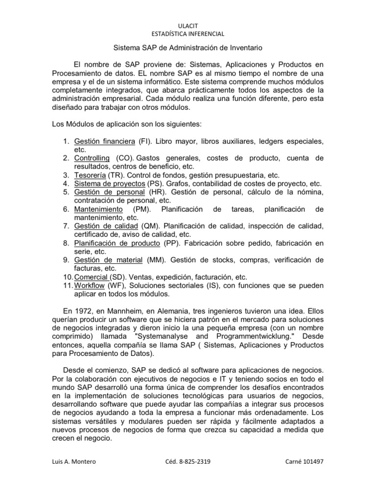 Sistema SAP de Administración de Inventario | PDF | Sap Se | Almacén