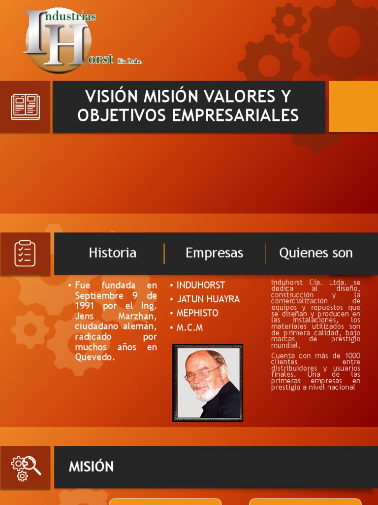 Ejemplo de Mision, Vision, Objetivos y Valores de Una Empresa ...