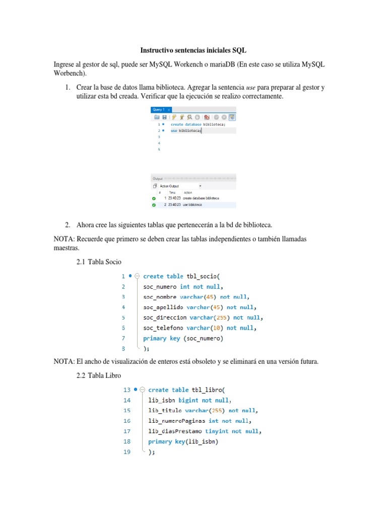 Consultas y Tablas en MySQL Workbench | PDF | SQL | Base de datos ...