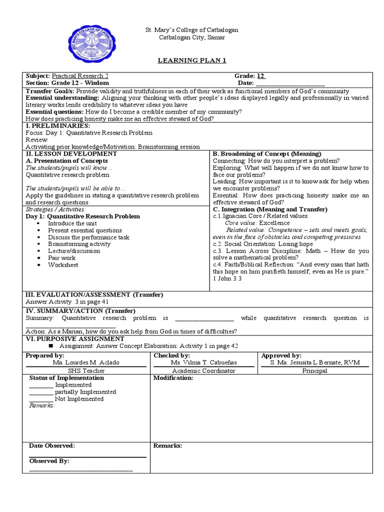 Unit 2 Learning Plans | PDF | Career & Growth