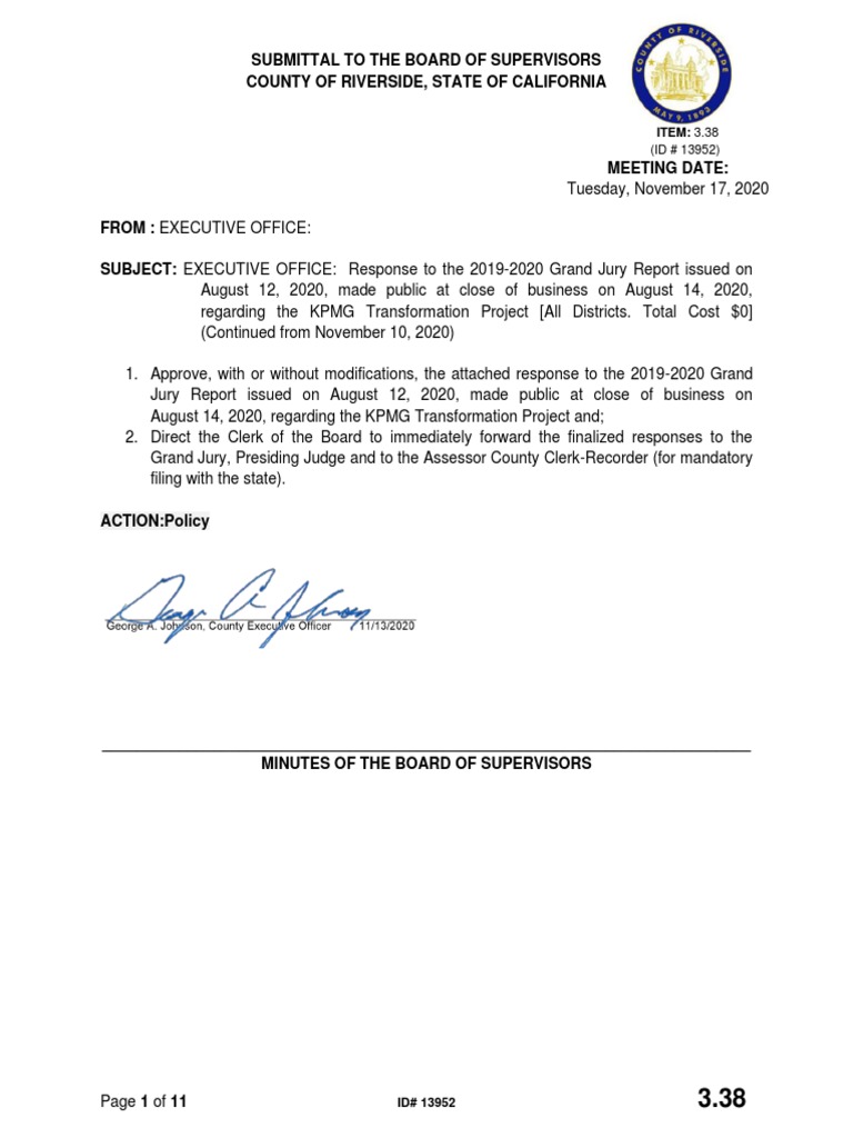 Riverside County Response To Grand Jury Report On KPMG PDF Audit