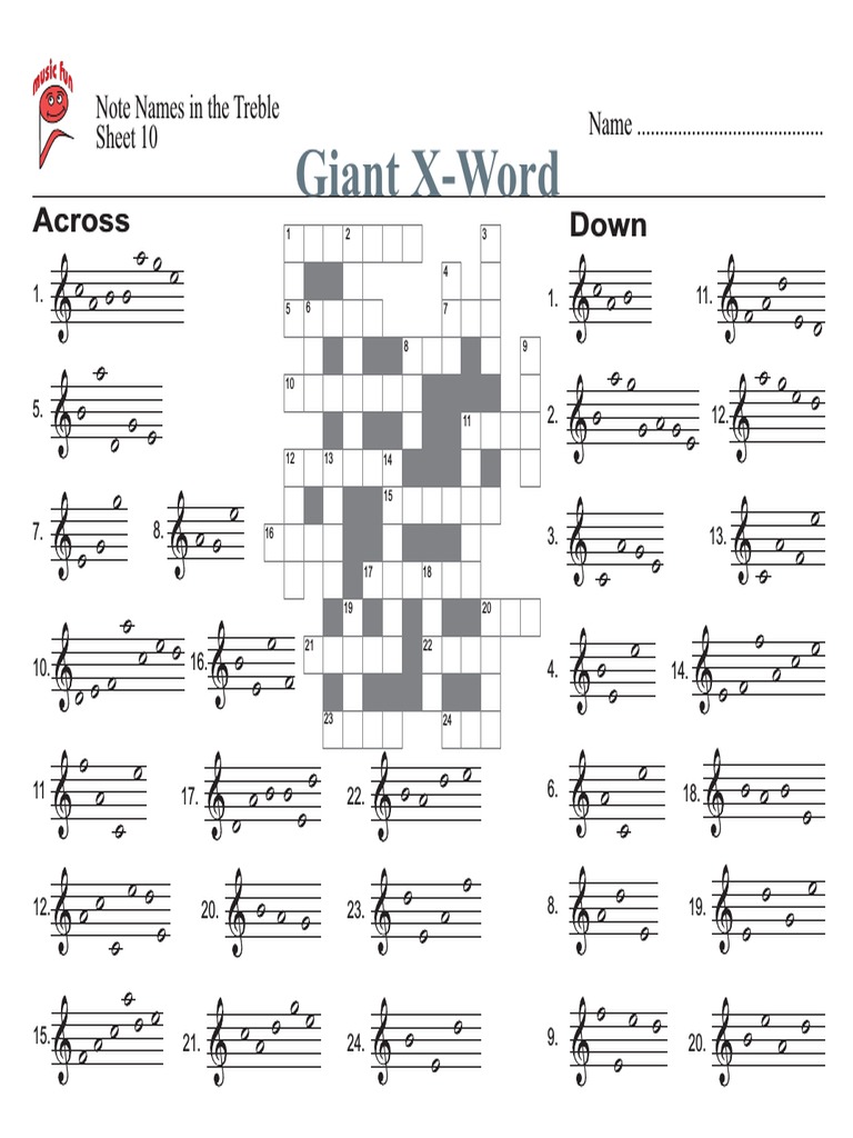 treble clef crossword and guide