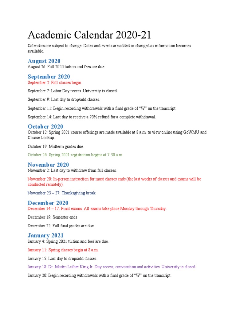 Chapman University Academic Calendar 2020-21 | PDF | Academic Term | Behavior Modification