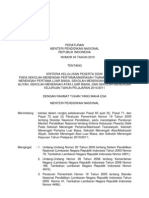 Permendiknas No 45 Tahun 2010 Kriteria Kelulusan Ujian Nasional 2011