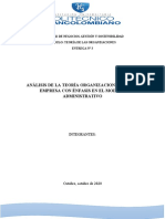 Ensayo-Analisis de La Teoría Organizacional de Una Empresa Con Énfasis en Los Modelos Administrativos.