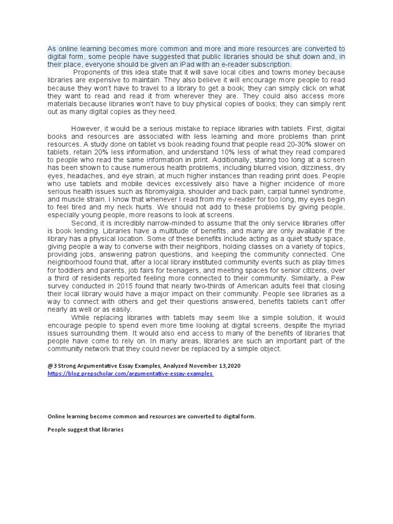 As Online Learning Becomes More Common And More And More Resources Are Converted To Digital Form Pdf Essays Books