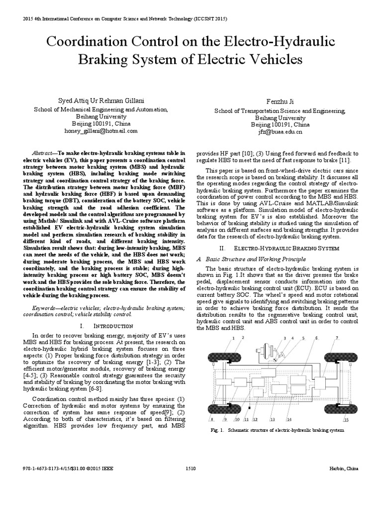 Coordination Control On The ElectroHydraulic Braking System of