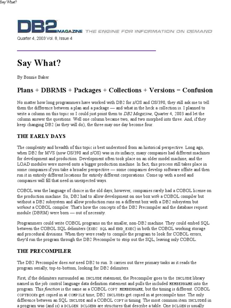 DB2: Understanding Plans vs Packages | PDF | Ibm Db2 | Sql