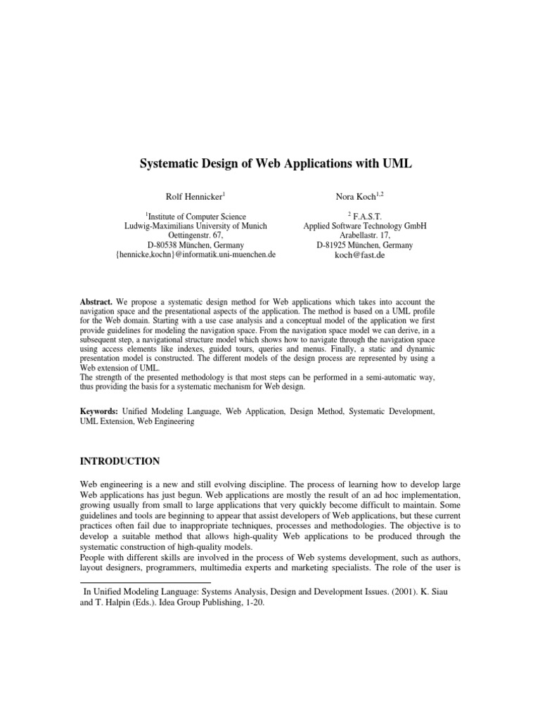 Systematic UML Design for Web Apps | PDF
