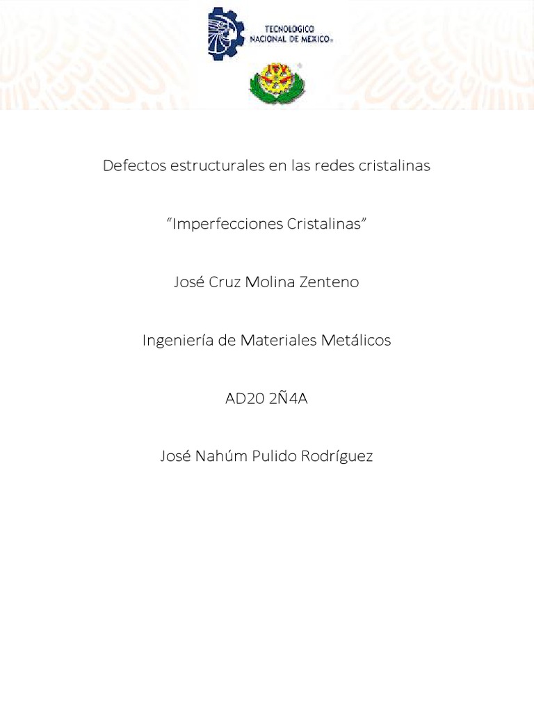 Defectos Estructurales en Las Redes Cristalinas PDF | PDF | Dislocación ...