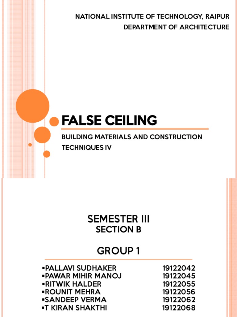 False Ceiling Materials and Techniques | PDF | Ceiling | Drywall