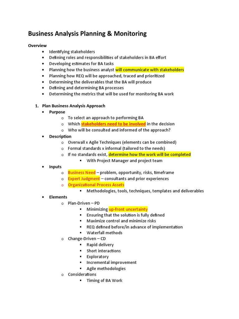 Business Analysis Planning Guide | PDF | Business Analysis | Systems Theory