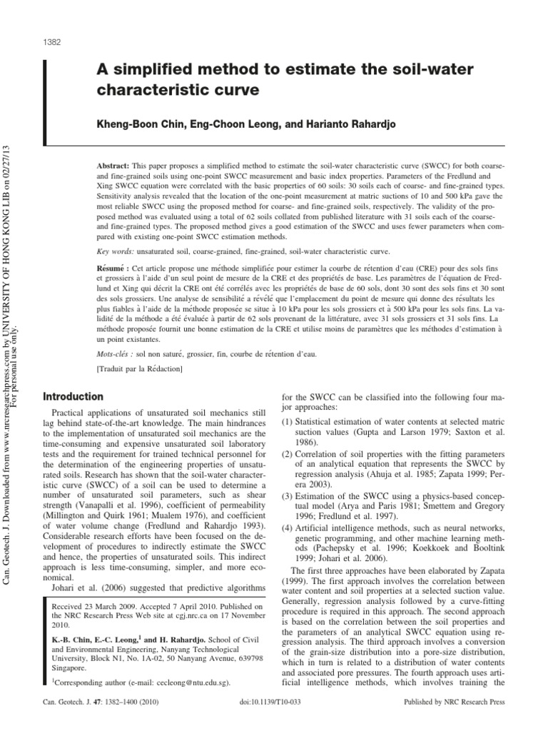 Simplified Soil-Water Curve Estimation | PDF | Soil | Regression Analysis