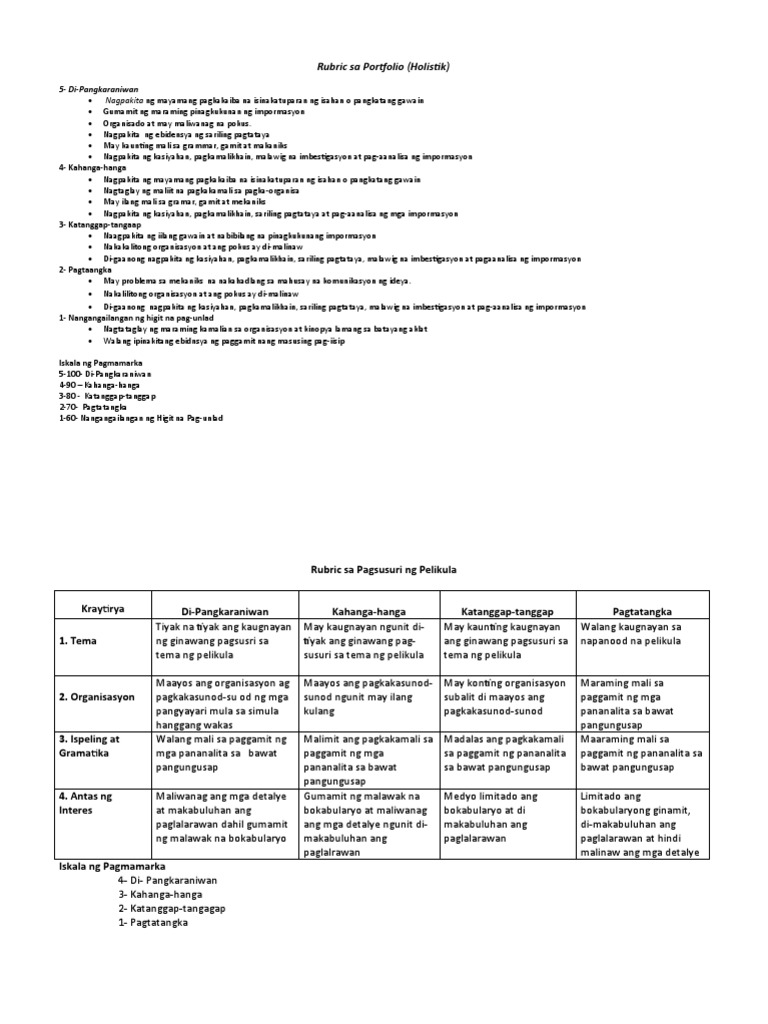 Rubrics 5 | PDF