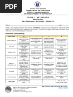 Department of Education: Grade 12 - Automotive First Quarter First Performance Assessment - Module 1-2