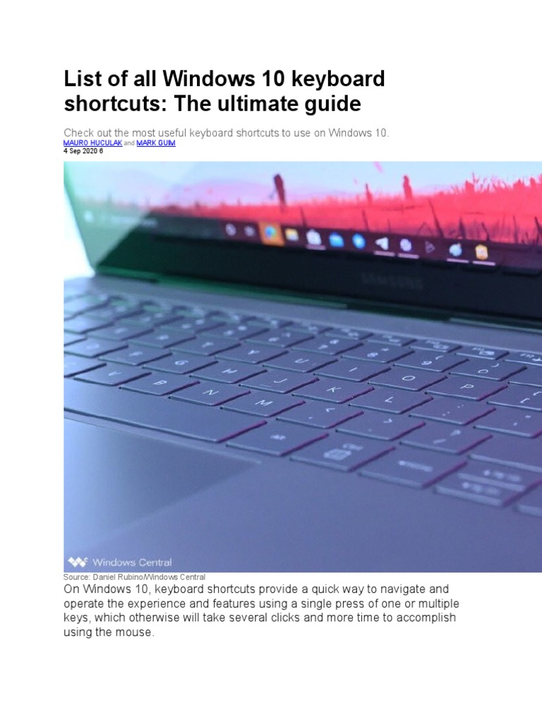 List of All Windows 10 Keyboard Shortcuts PDF Computer Keyboard
