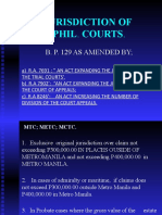 Jurisdiction of Phil. Courts.: B. P. 129 As Amended by