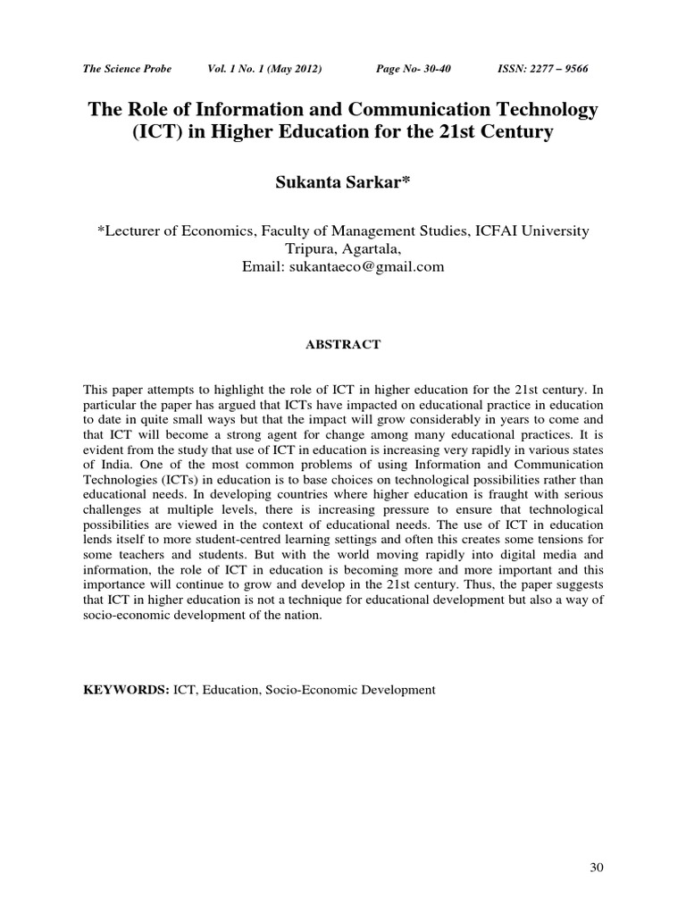 The Role of Information and Communicatio PDF | PDF | Educational ...