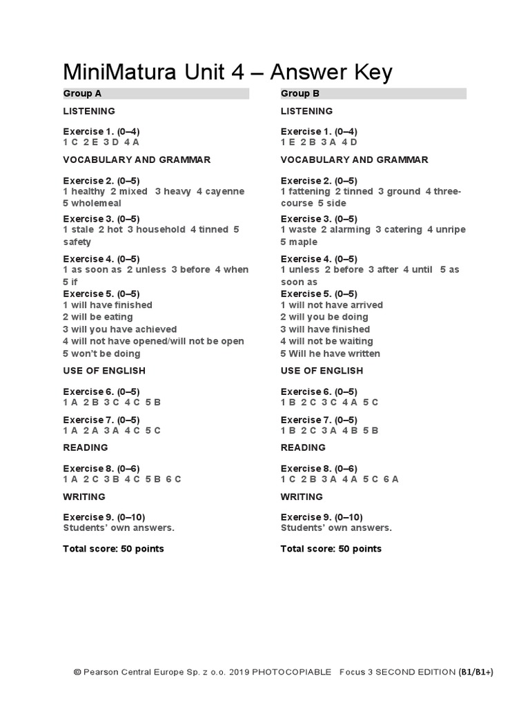 Matura Focus 2 Workbook Answer Key