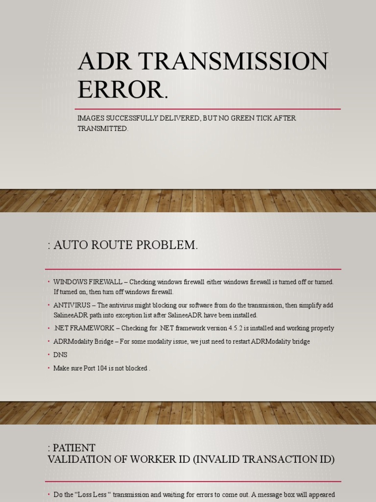 ADR Transmission Error Troubleshooting Guide | PDF | Firewall ...