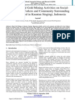 Effect of Illegal Gold Mining Activities On Social-Economic of Workers and Community Surrounding The Watershed in Kuantan Singingi, Indonesia