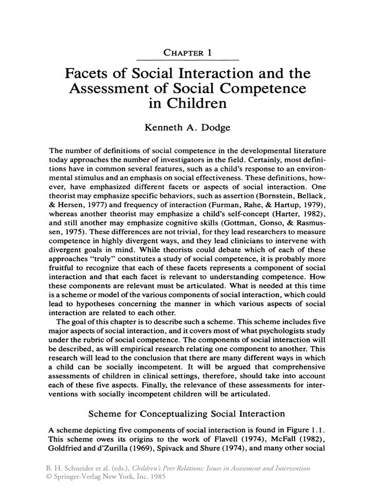 Facets of Social Interaction and The Assessment of Social Competence in ...