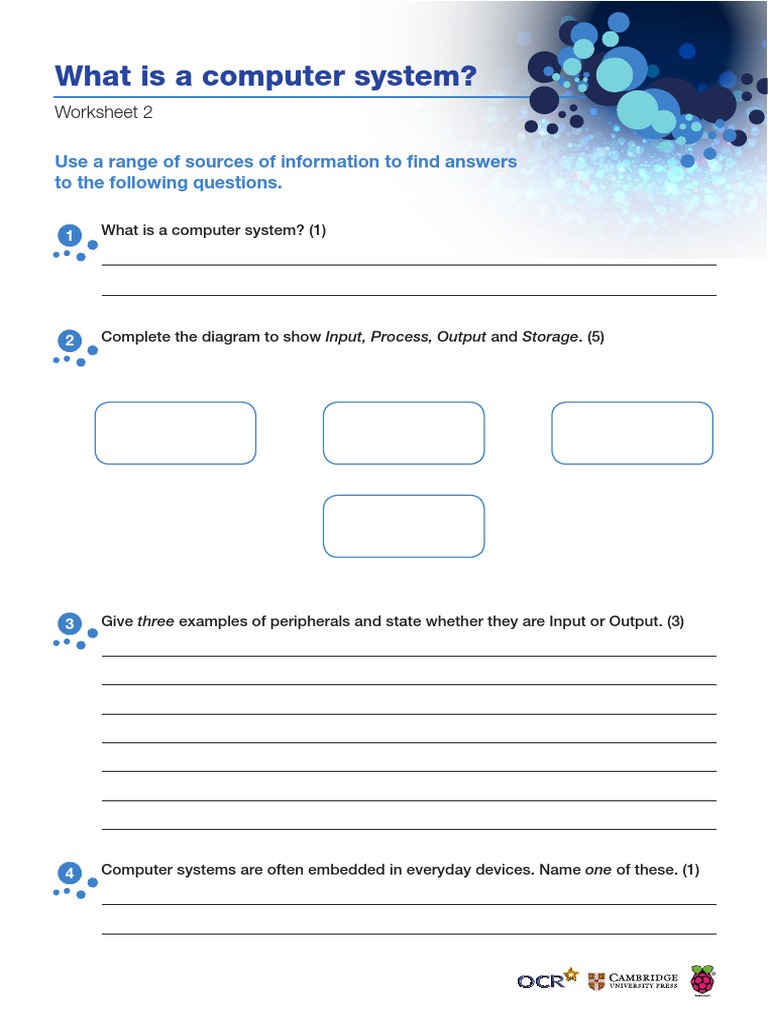 What Is A Computer System - Worksheet 2 | PDF