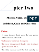 Chapter Two: Mission, Vision, Business Definition, Goals and Objectives