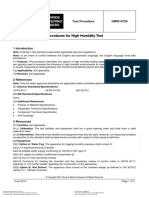 Worldwide Engineering Standards: Procedures For High Humidity Test