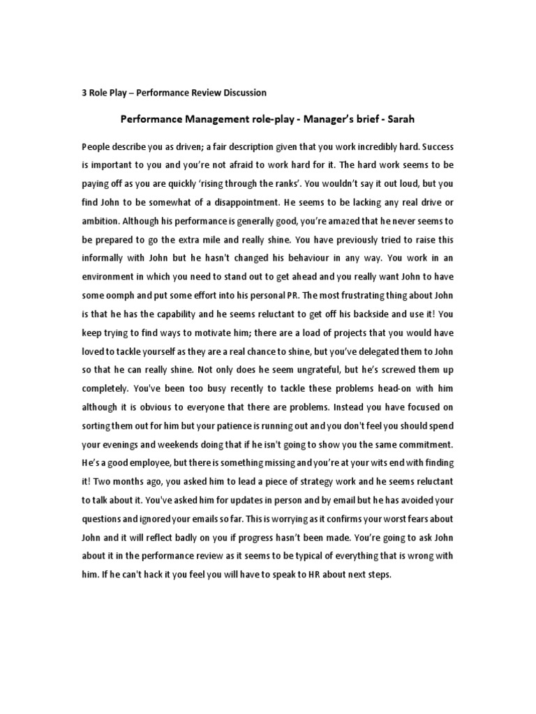 Manager-Employee Role Play | PDF | Wellness