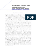 Marcel Chelba: Scrisoare Deschisă Către Dl. Constantin Aslam (Postată La Radio România Cultural, Pe Blogul Emisiunii Izvoare de Filosofie")