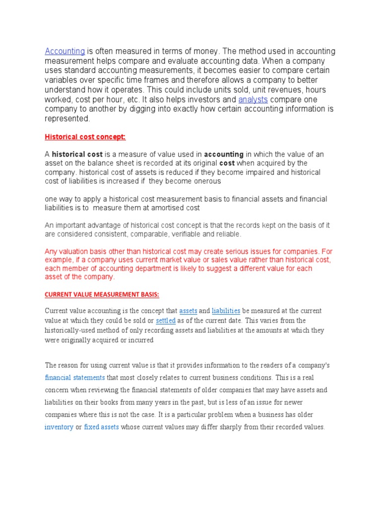 Historical Cost Concept PDF Historical Cost Fair Value
