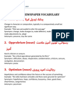 Daily Newspaper Vocabulary