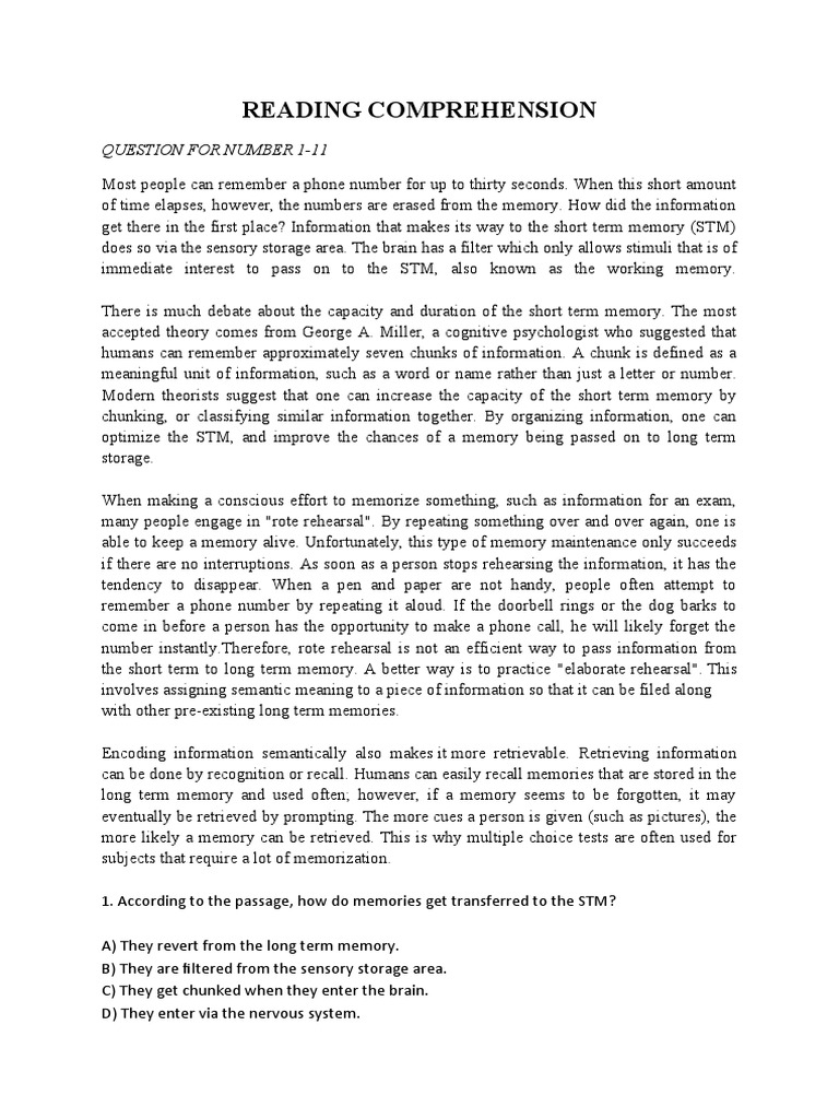 Reading Comprehension: Question For Number 1-11 | PDF | Free Market ...
