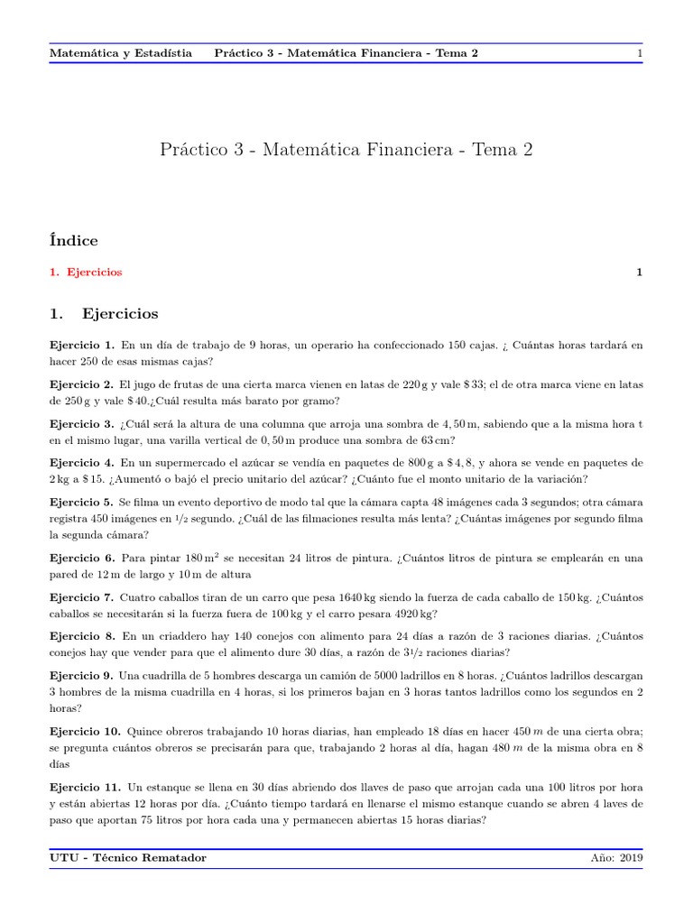 Ejercicios de Matemática Financiera | PDF | Violencia | Alimentos