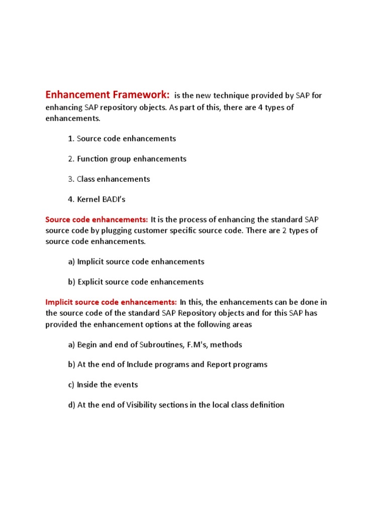 SAP ABAP Enhancement Framework Overview | PDF | Computers