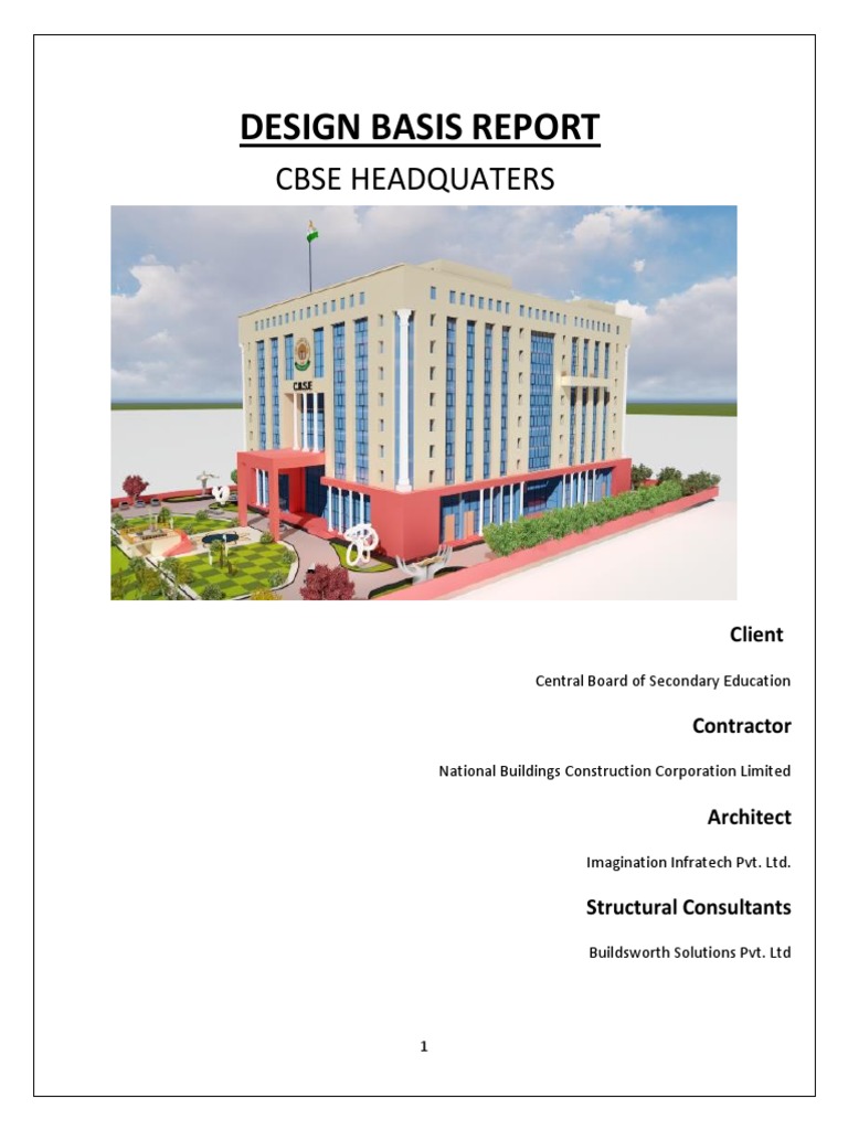 Cbse Design Basis Report | PDF | Beam (Structure) | Concrete