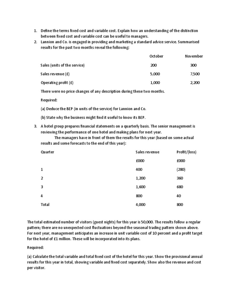 Define The Terms Fixed Cost and Variable Cost | PDF | Marketing ...