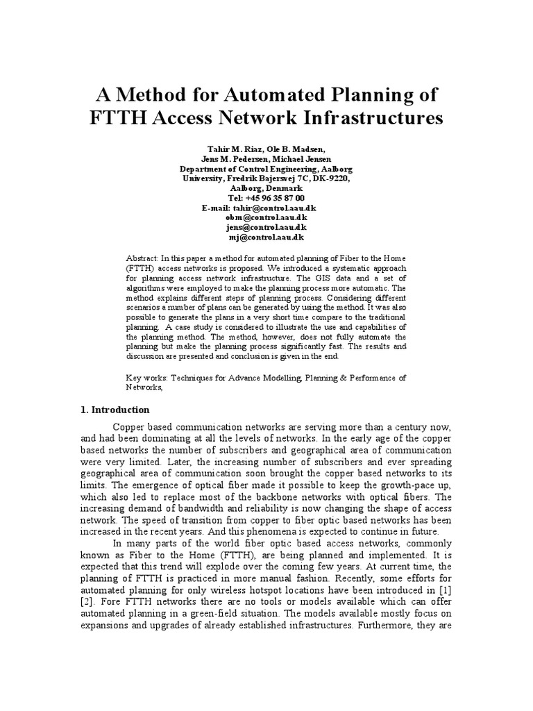 Automated FTTH Network Planning Method | PDF | Fiber To The X ...