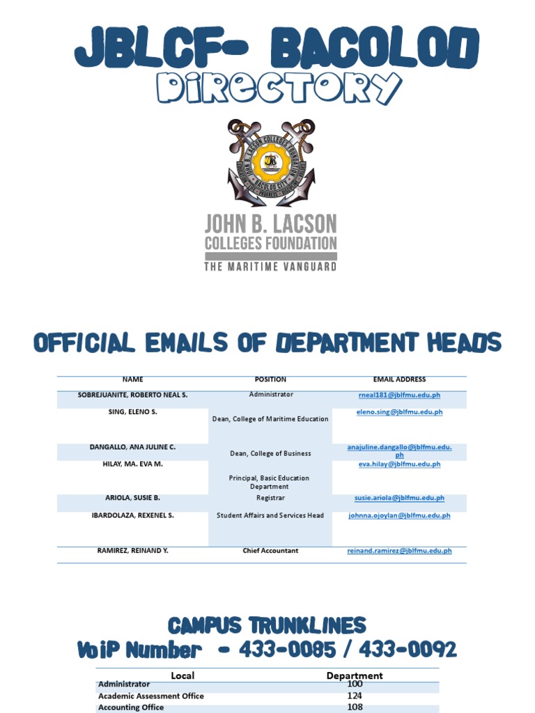 JBLCF Bacolod Directory | PDF | Schools | Further Education