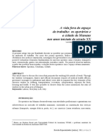 A vida fora do espaço de trabalho - os operários e a cidade de Manaus