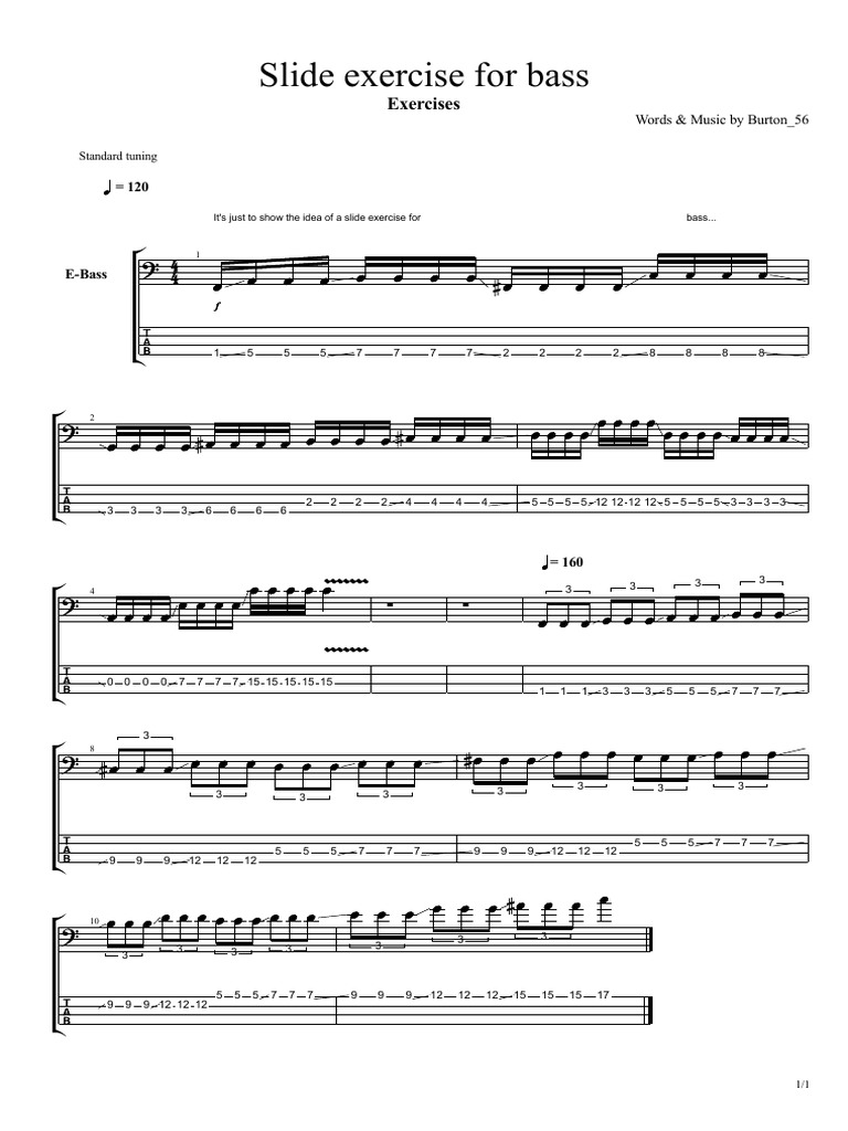 Slide Excercises - Slide Exercise For Bass | PDF | Musical Instruments ...
