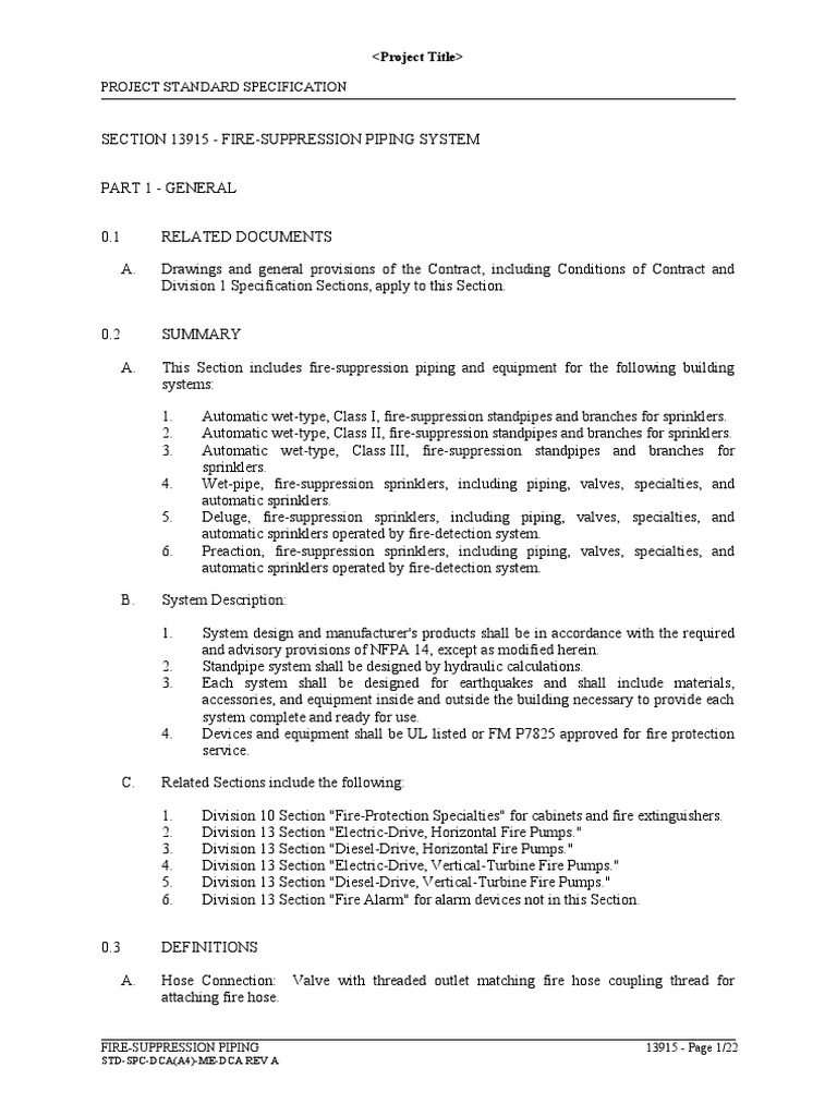 Fire-Suppression Piping Specs | PDF | Fire Sprinkler System | Pipe ...