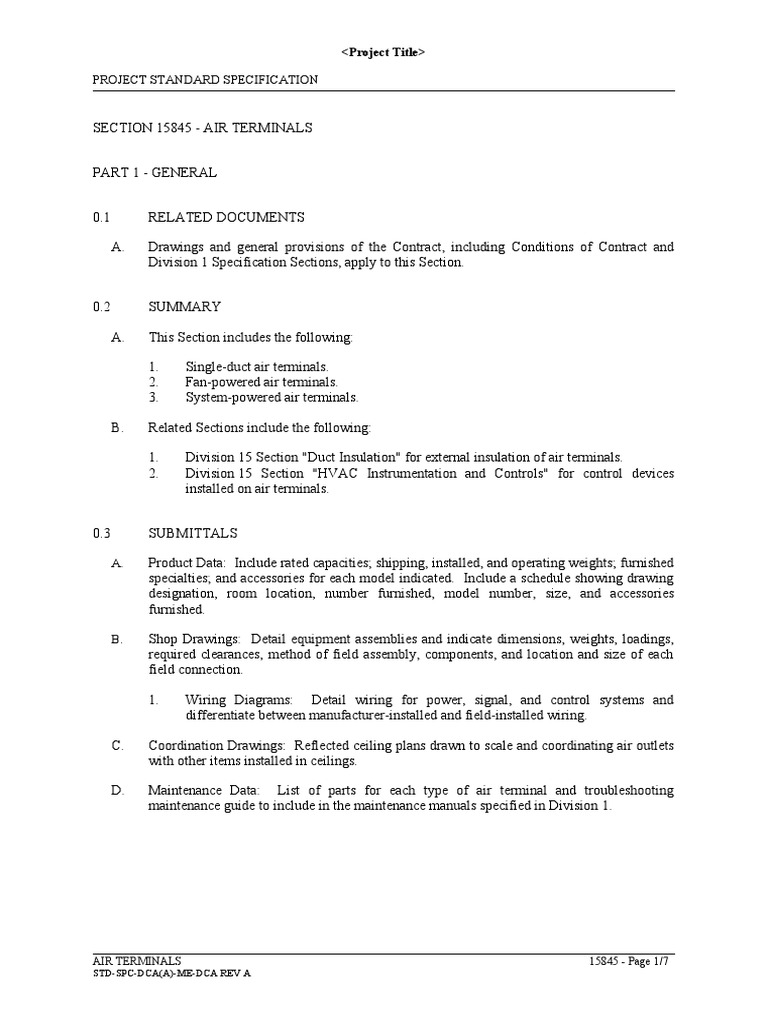 Air Terminal Specifications and Standards | PDF | Duct (Flow ...