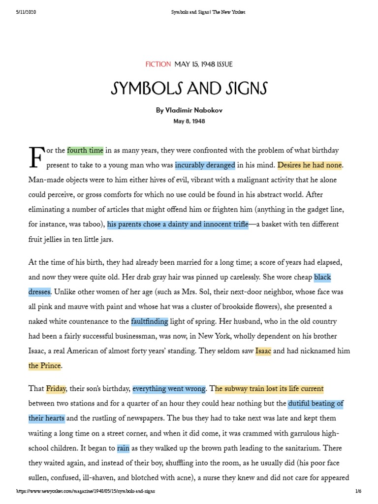 Symbols and Signs Nabokov PDF