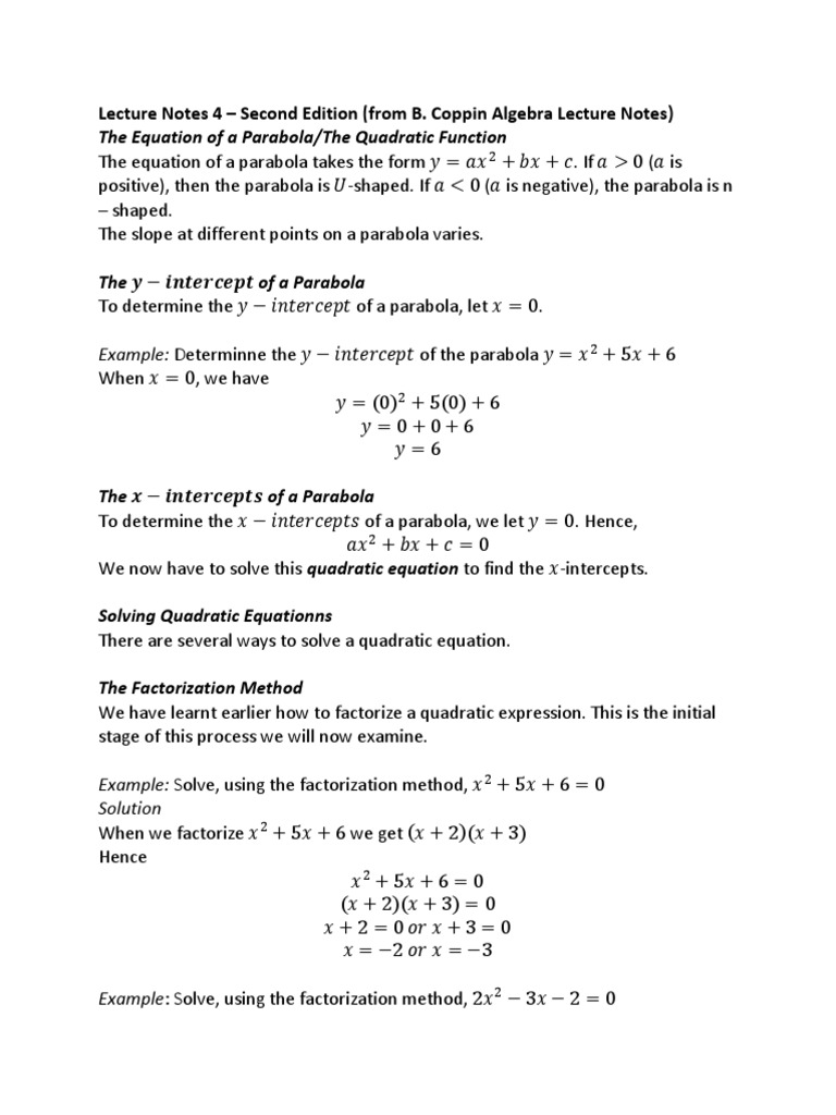 Quadratics Quadratic Equation Equations